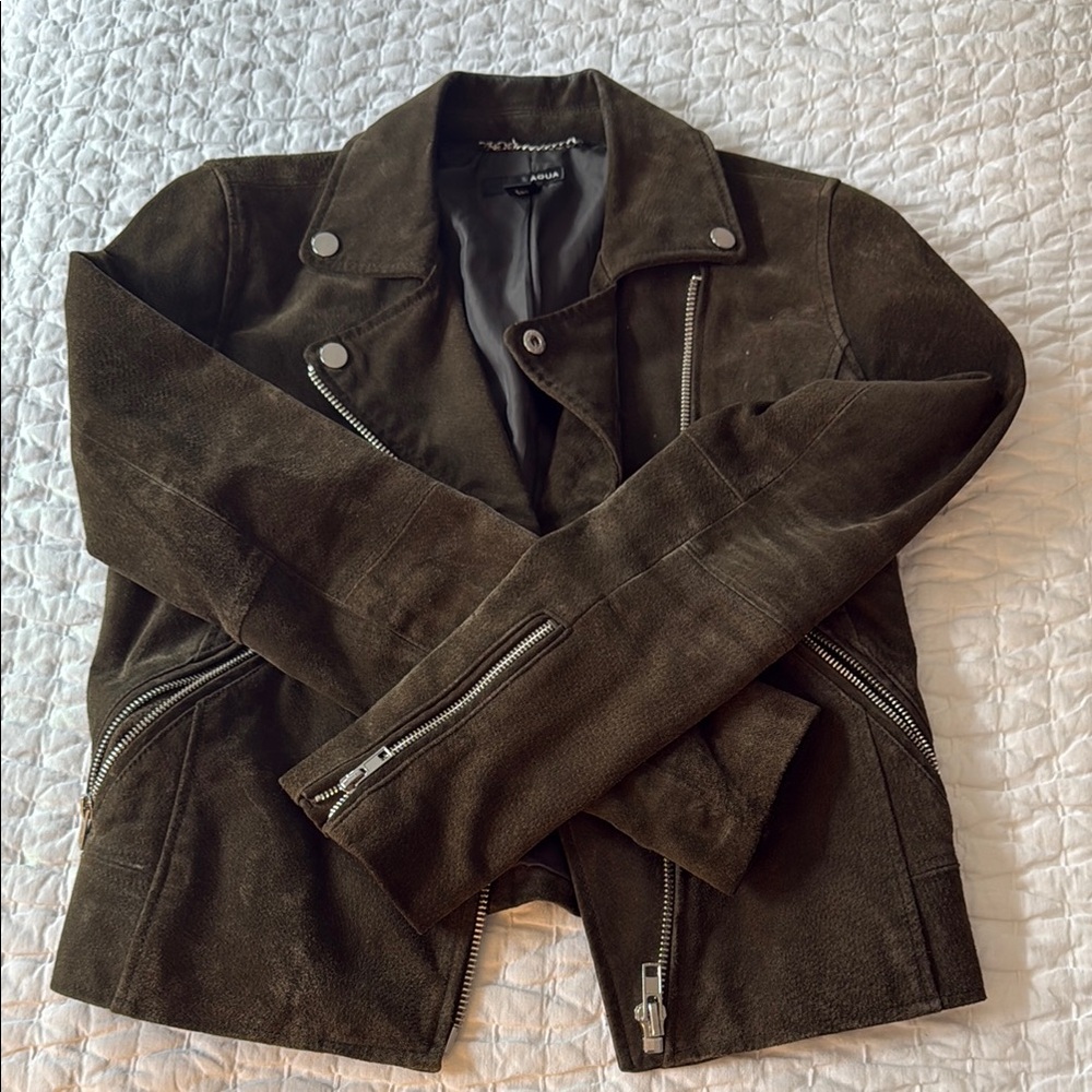 Dark Brown Suede Jacket with Silver Accents